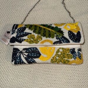 Floral Beaded Patterned Clutch Bag